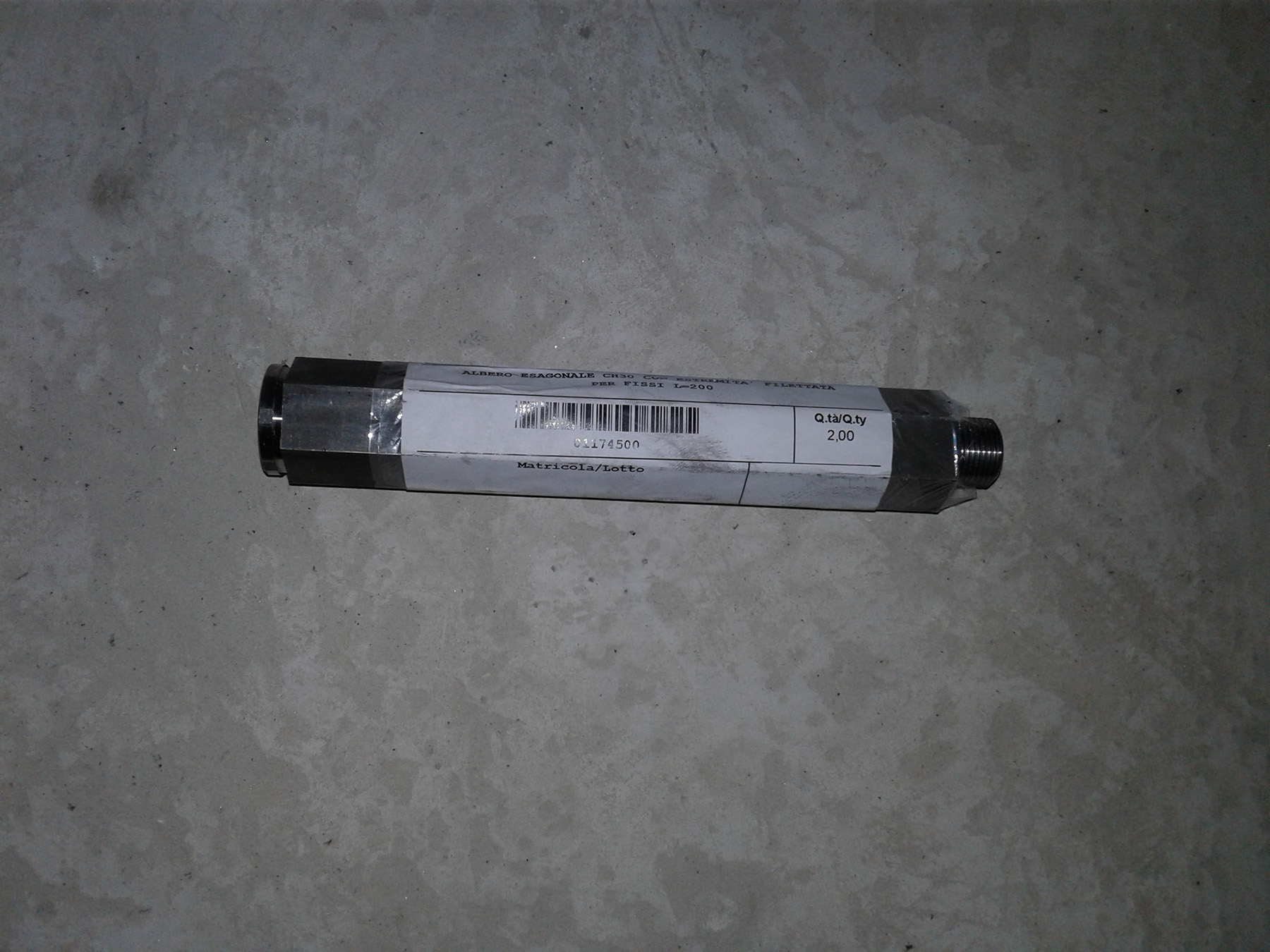 01174500 Вал центральний шестиграний 200мм кукурудзяної жатки Capello 01.1745.00